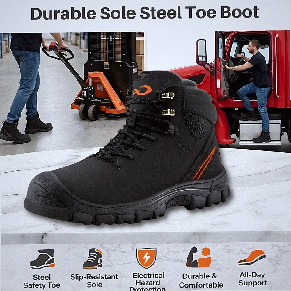 Men Steel Toe Work Boots Waterproof Puncture Proof Non Slip Safety Shoes Hiking