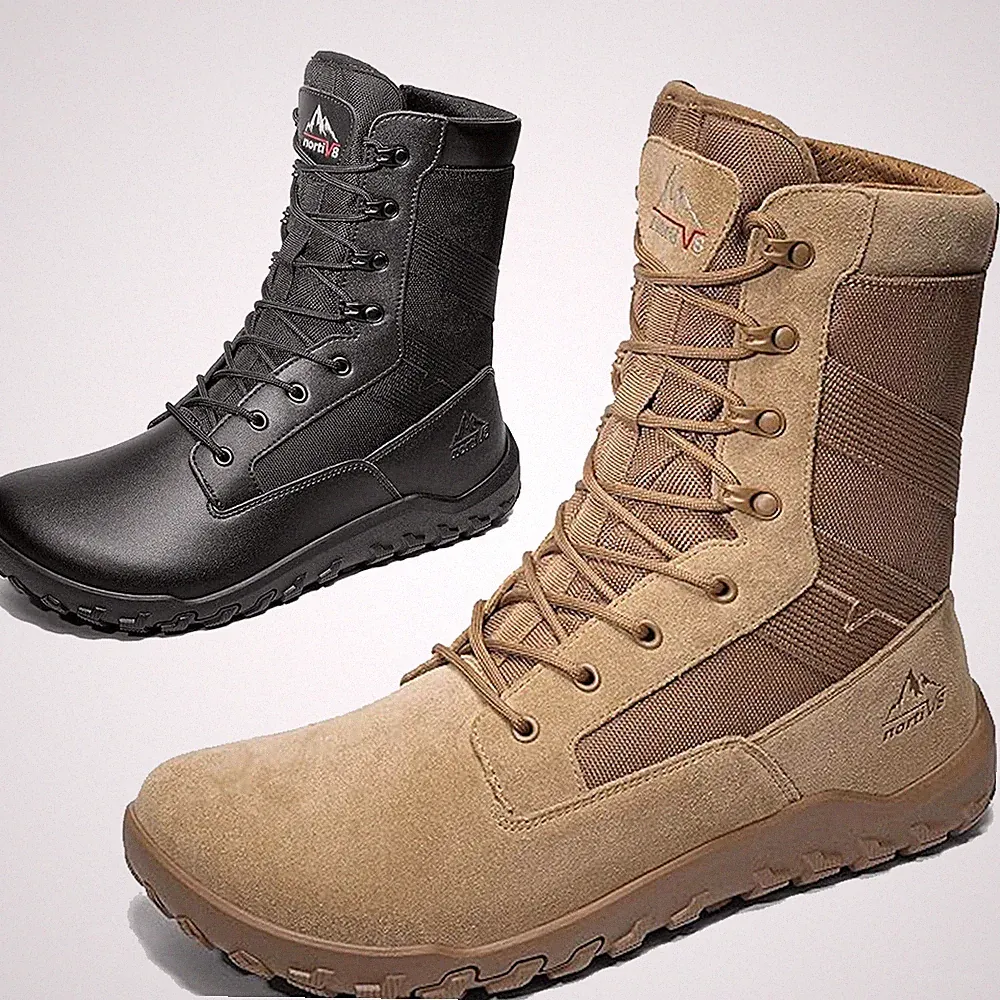 Men Tactical Military Boots Wide Toe Box Zero Drop Motorcycle Work Boots