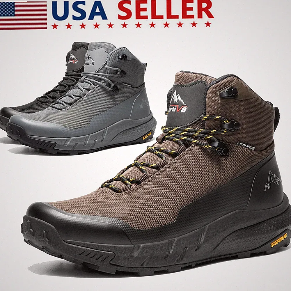 Men Waterproof Hiking Boots Outdoor Lightweight Breathable Trekking Trail Shoes