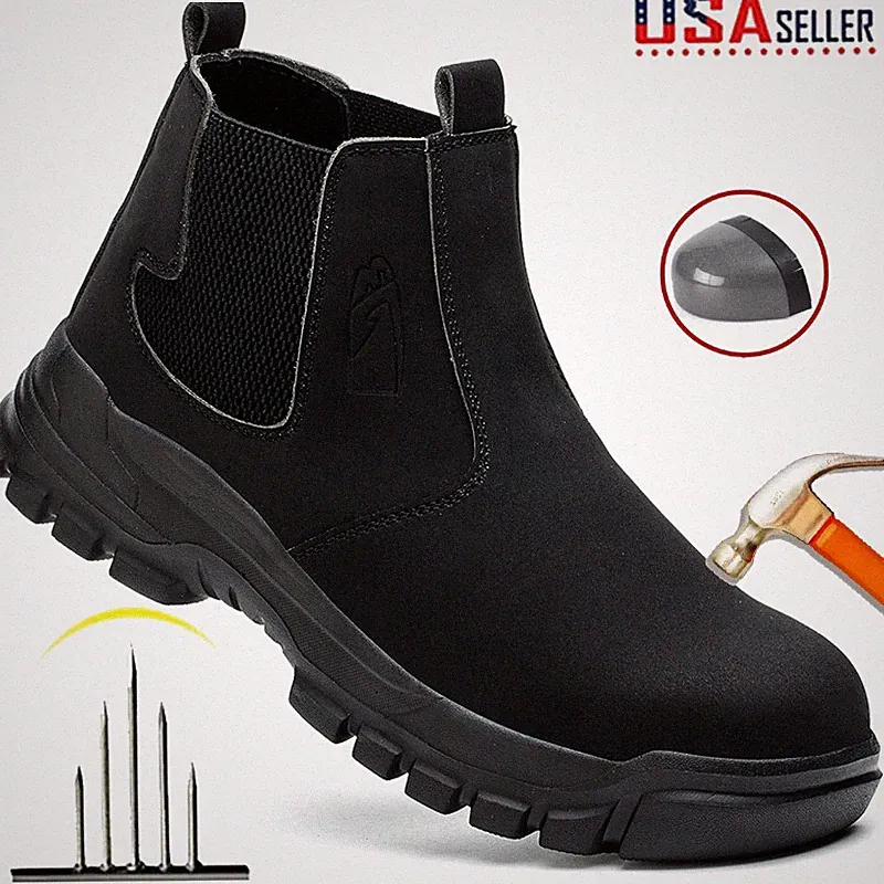 Men Waterproof Safety Shoes Lightweight Hiking Boots Steel Toe Cap Work Boots US