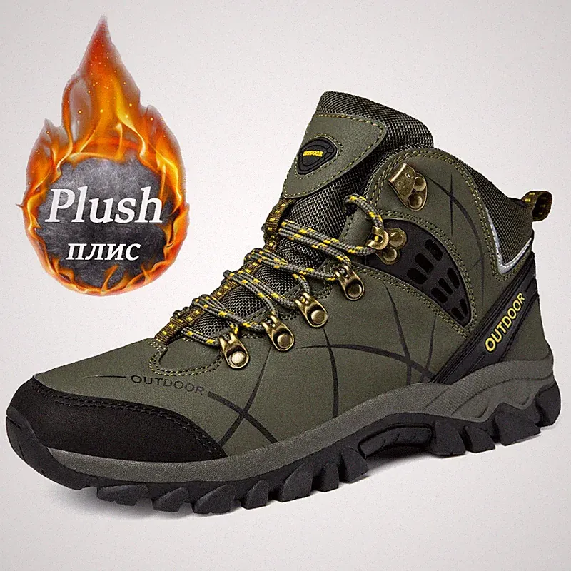 Men Woman Hiking Shoes Waterproof PU Leather Sneakers Non-Slip Climbing Shoes