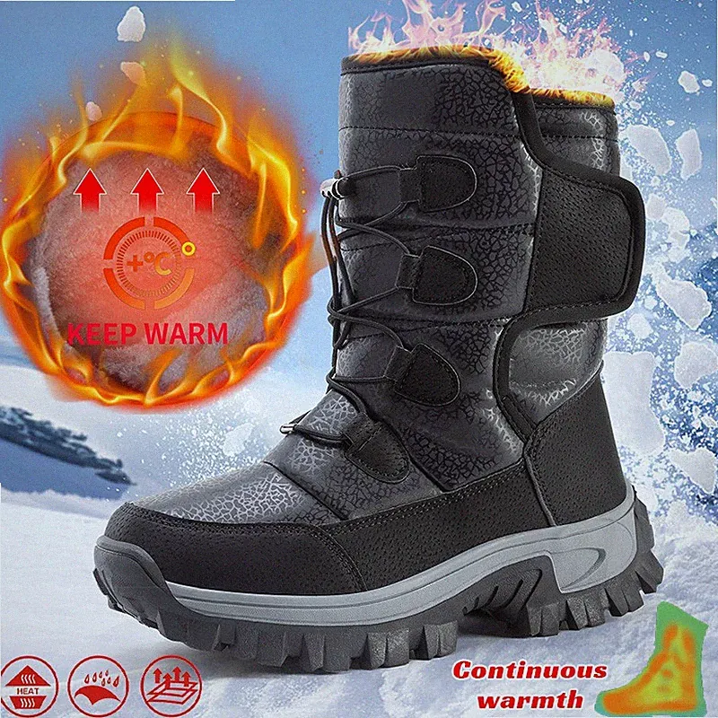 Men Women High Top Plush Snow Boots Waterproof Winter Outdoor Anti-Slip Boots US
