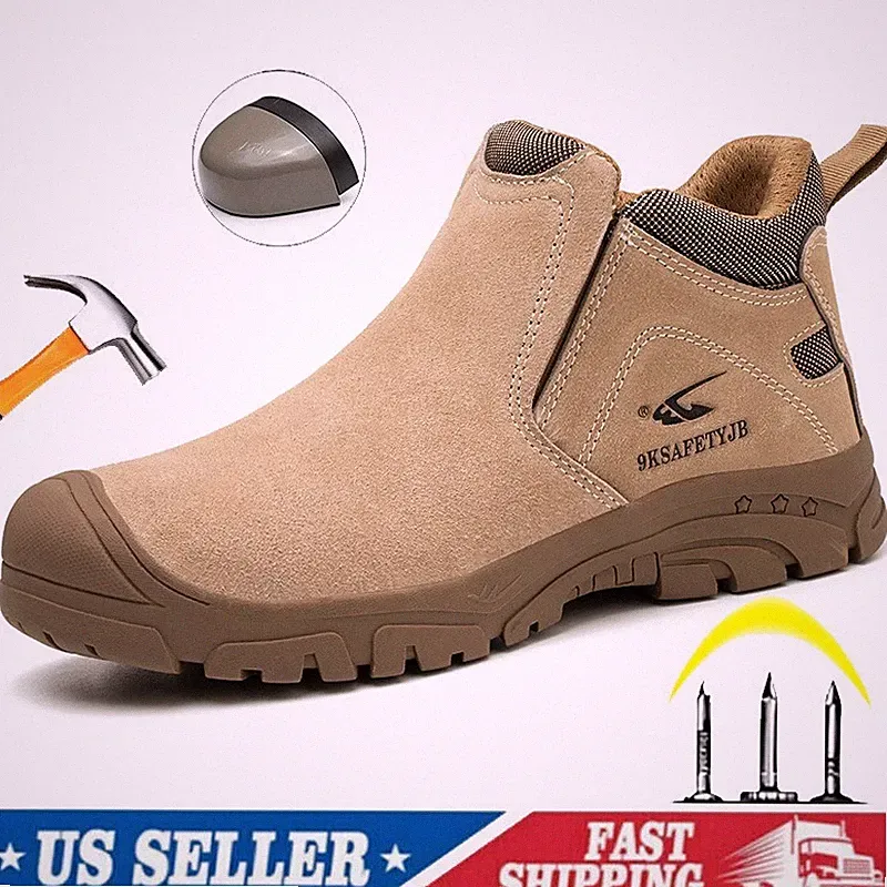 Men Work Boots Composite Toe Anti-smash Shoes Hiking Boots Industrial Shoe 8-12