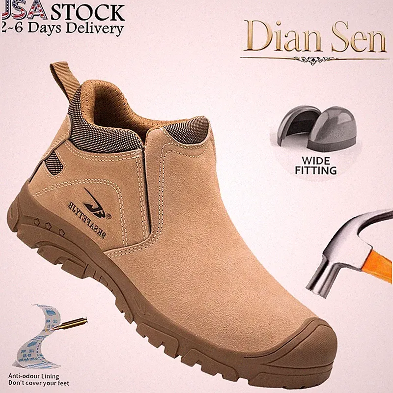 Men Work Boots Composite Toe Comfortable Anti-smash Hiking Boots Industrial Shoe