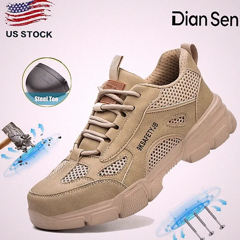 Men Work Boots Steel Toe Breathable Anti-Puncture Soft Casual Hiking Footwear US