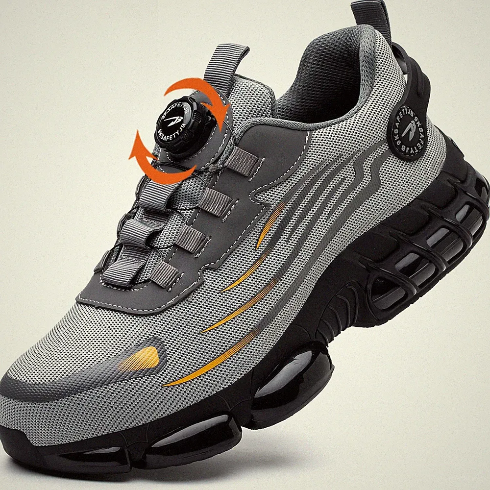 Men Work Safety Shoes Steel Toe Rotating Buckle Indestructible Non-slip Sneakers