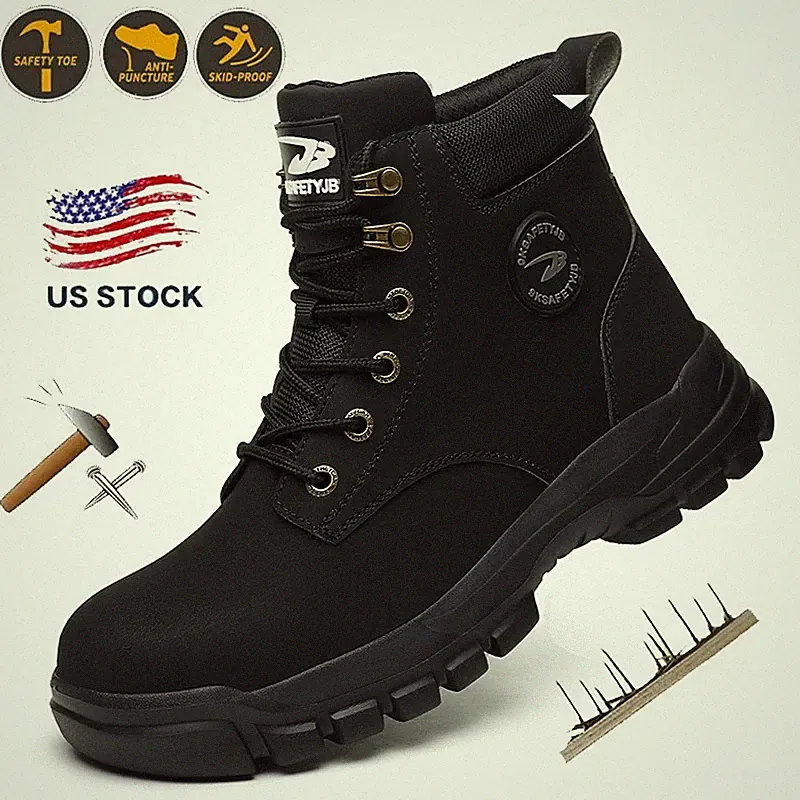 Men Work Shoes Water Resistant Steel Toe Boots Anti-Puncture Indestructible Shoe
