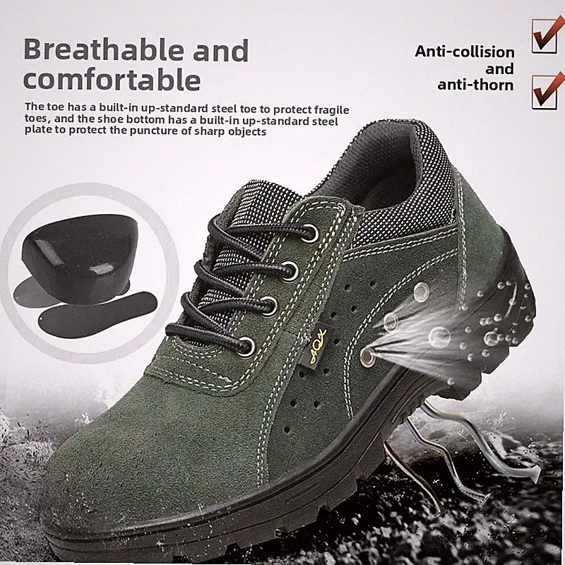 Men Work Steel Toe Shoes Anti-impact Puncture Resistant Hiking Protective Shoes