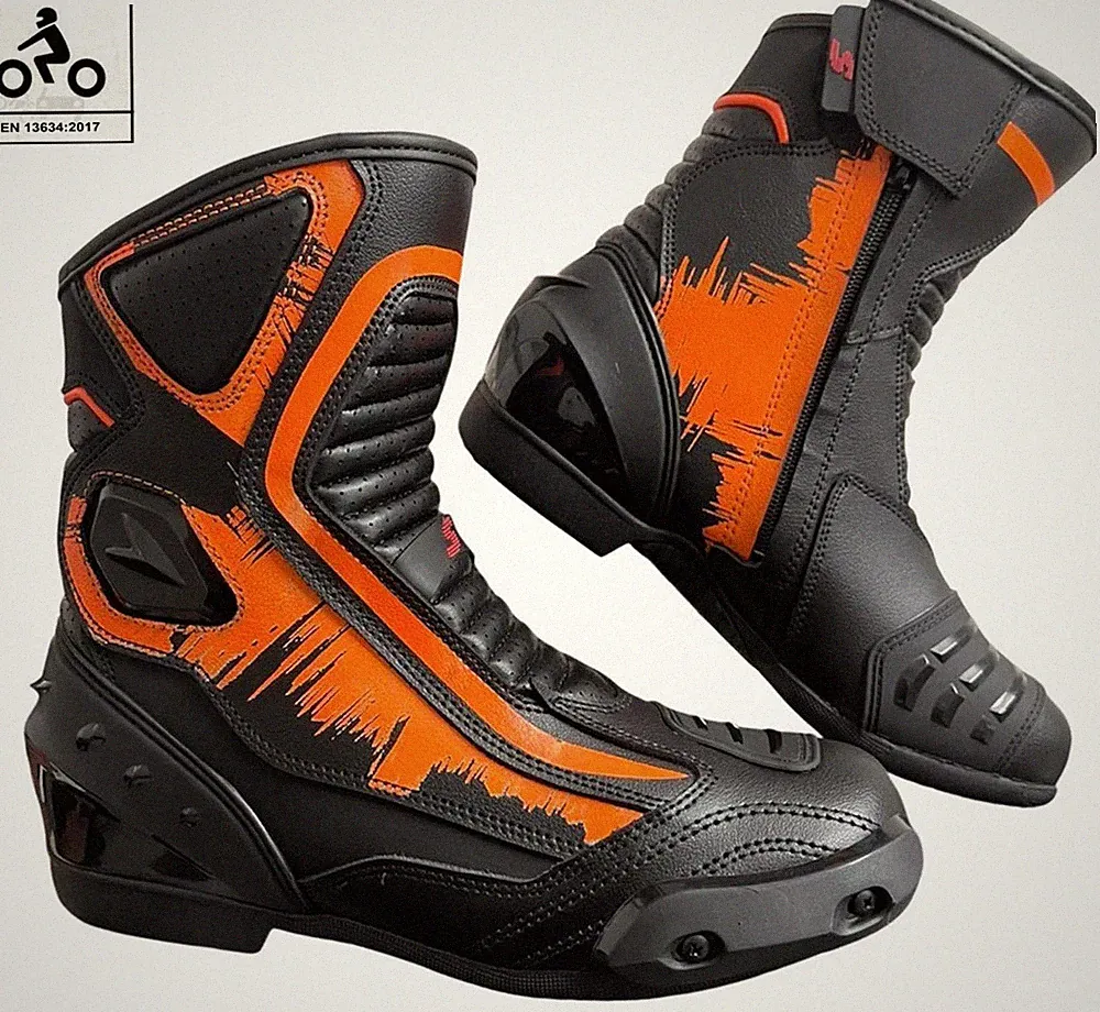 Mens Black Leather CE Motorbike/Motorcycle Racing Sport Boots Short Riding Shoes