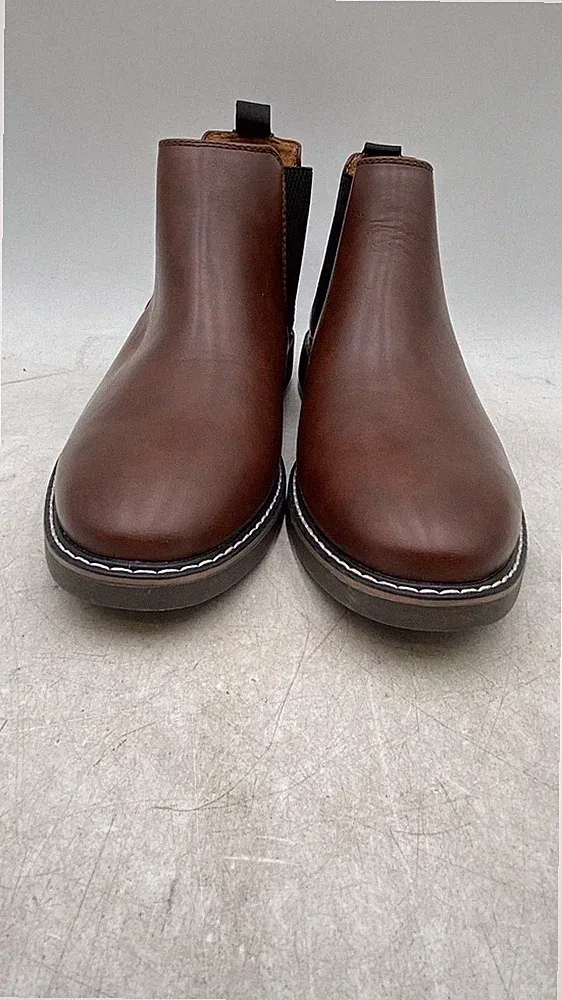 Mens Brown Leather Round Toe Pull-On Comfort Ankle Chelsea Boots Size 42