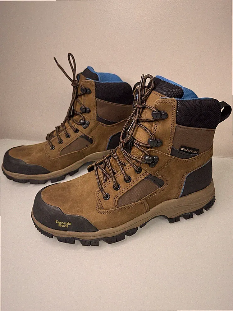 Mens Georgia Boot GB00107 Blue Collar Waterproof Hiking Boots Size 8 Lace Up