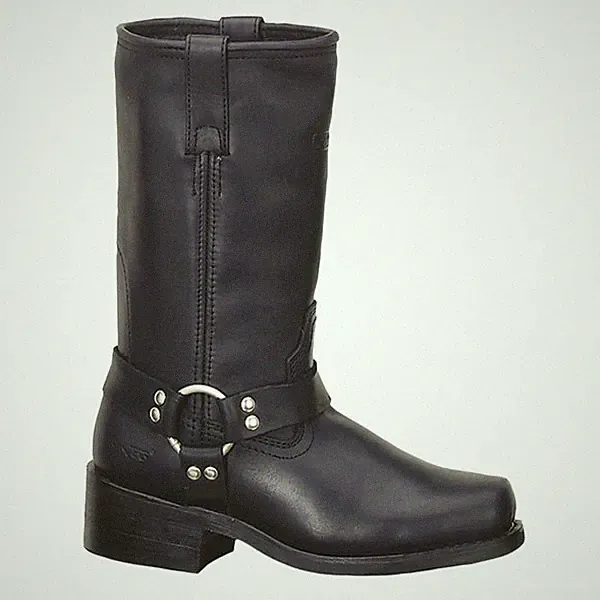 Mens HARNESS BOOT Leather Riding Motorcycle Biker Boots Medium / Wide Black 1442