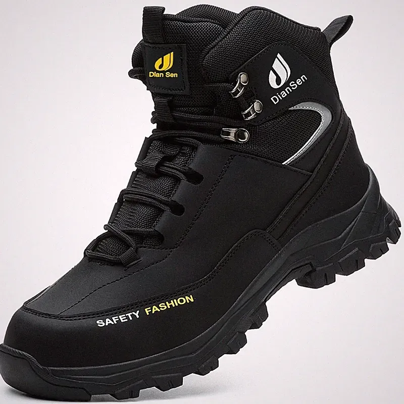 Mens High Top Safety Shoes Indestructible Steel Toe Work Boots Hiking Sneakers