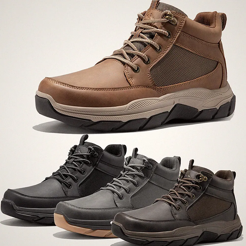 Mens Hiking Boots Lightweight Mesh Breathable Ankle Lace Up Climbing Shoes