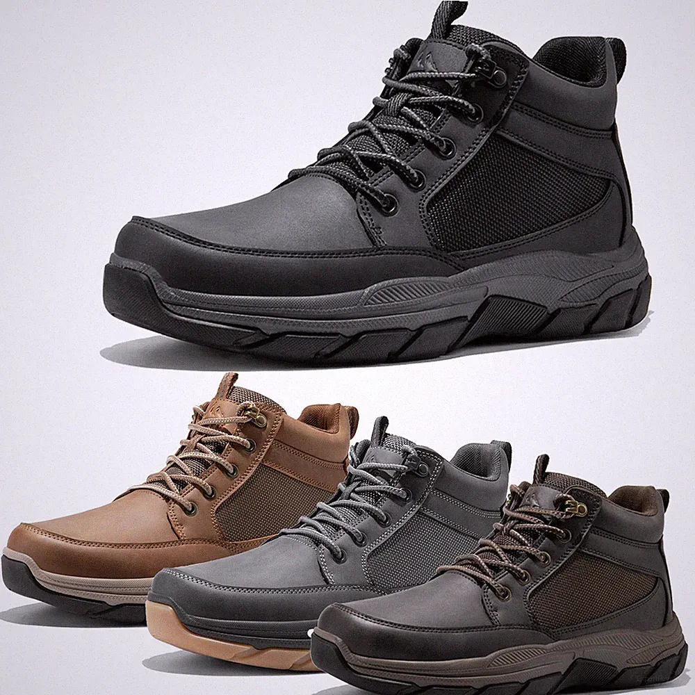 Mens Hiking Boots Lightweight Pu Mesh Breathable Ankle Lace Up Chukka Boots