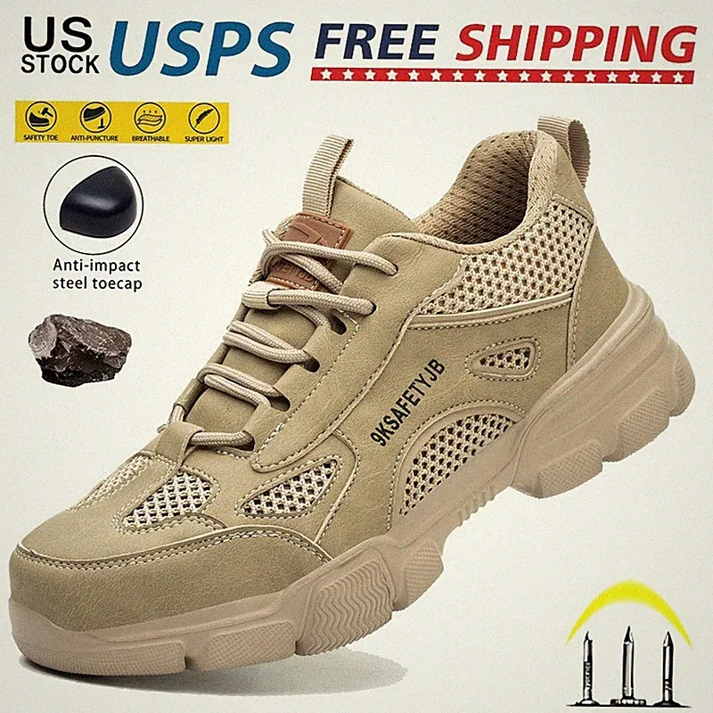 Mens Hiking Boots Safety Shoes Steel Toe Sneakers Anti Shock Work Boots