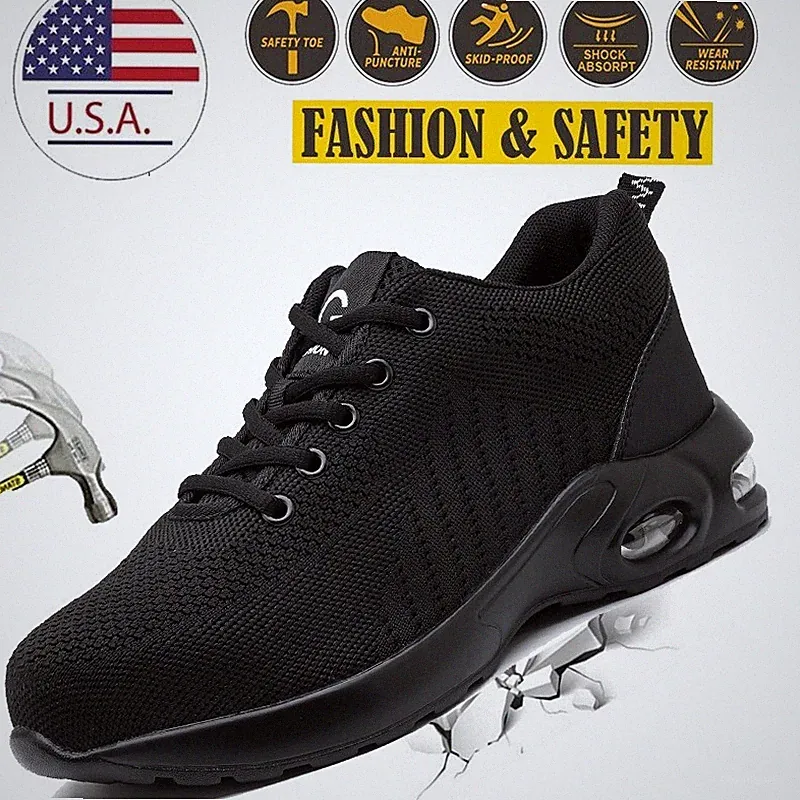 Mens Indestructible Safety Work Shoes Steel Toe Boots Lightweight Sneakers Shoes