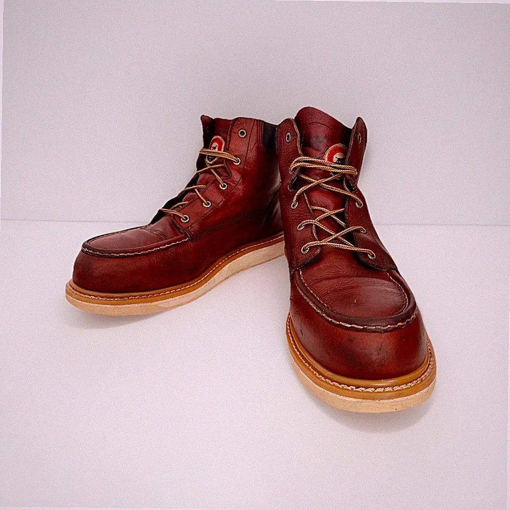 MENS IRISH SETTER by RED WING WORK MOC STEEL TOE BROWN BOOTS SIZE 12 D