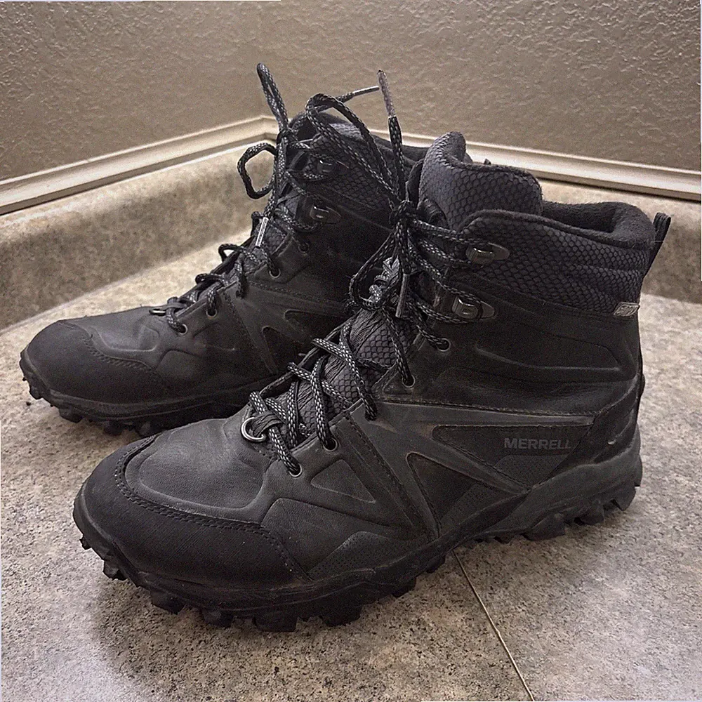 Mens MERRELL Capra Glacial Ice Mid Waterproof Winter Trekking Hiking Boots 9.5