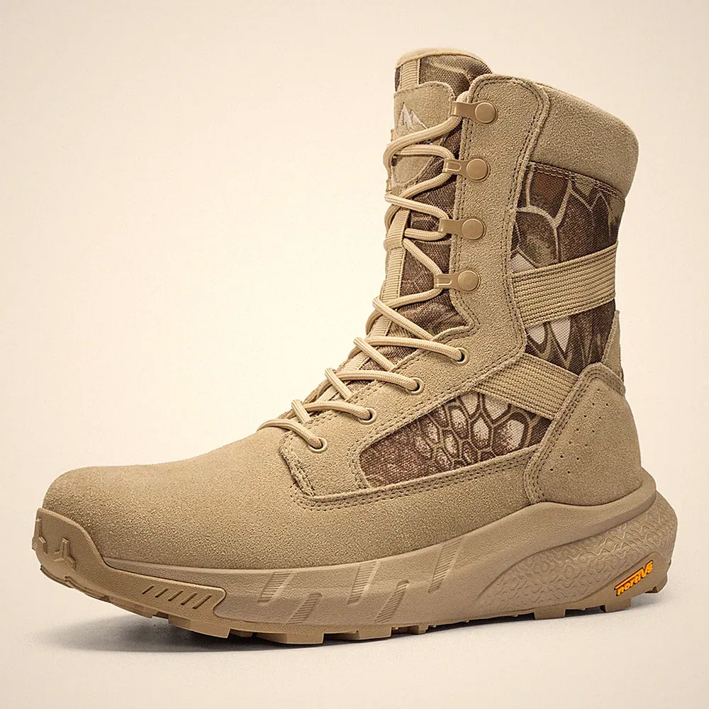Mens Military Boots Tactical Boots 8 inches Hiking Outdoor Leather Combat Boots