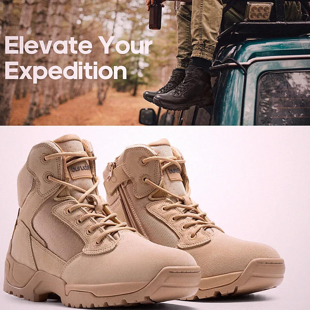Mens Military Tactical Work Boots Side Zipper Lightweight Combat Boots US Size