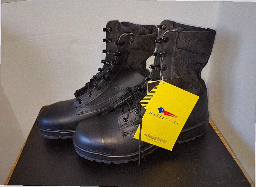 Mens Military/Work Boots 300 TRP ST Leather Steel Safety Toe Boot Black 10R New