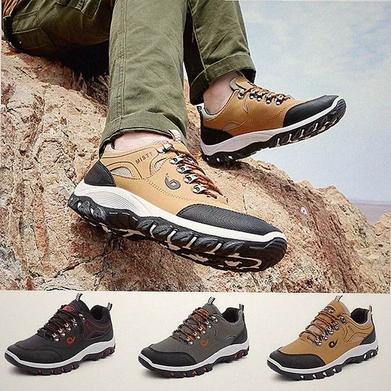 Mens Outdoor Hiking Shoes Anti Slip Rubber Sole Wear Resistant Mountain Sneakers