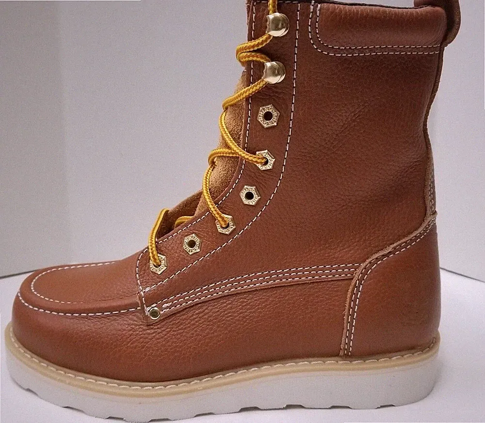 Mens Rhino 82T06 Leather Butternut 8" Soft Toe Moc Toe Lace Up Work Boots
