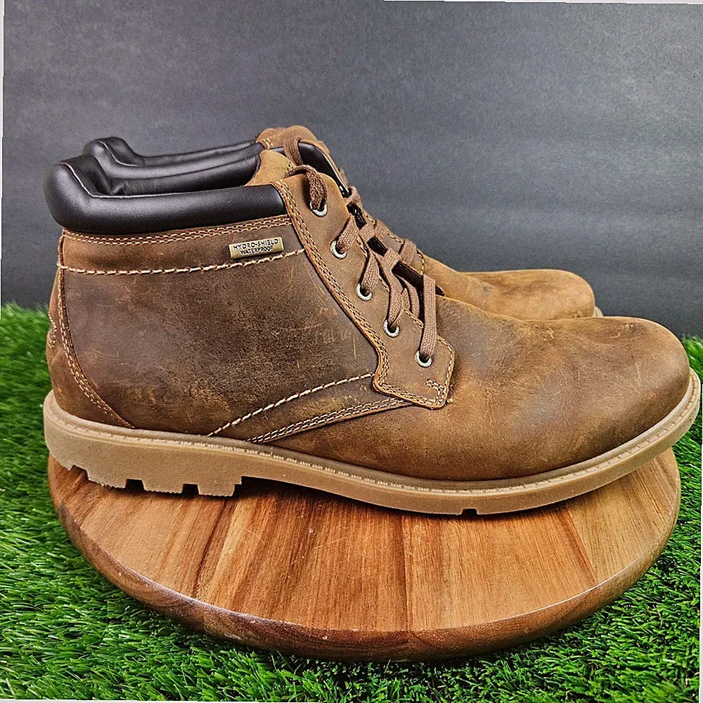 Mens Rockport Hydro Shield Waterproof Hiking Boots Leather Men’s Size 12 W