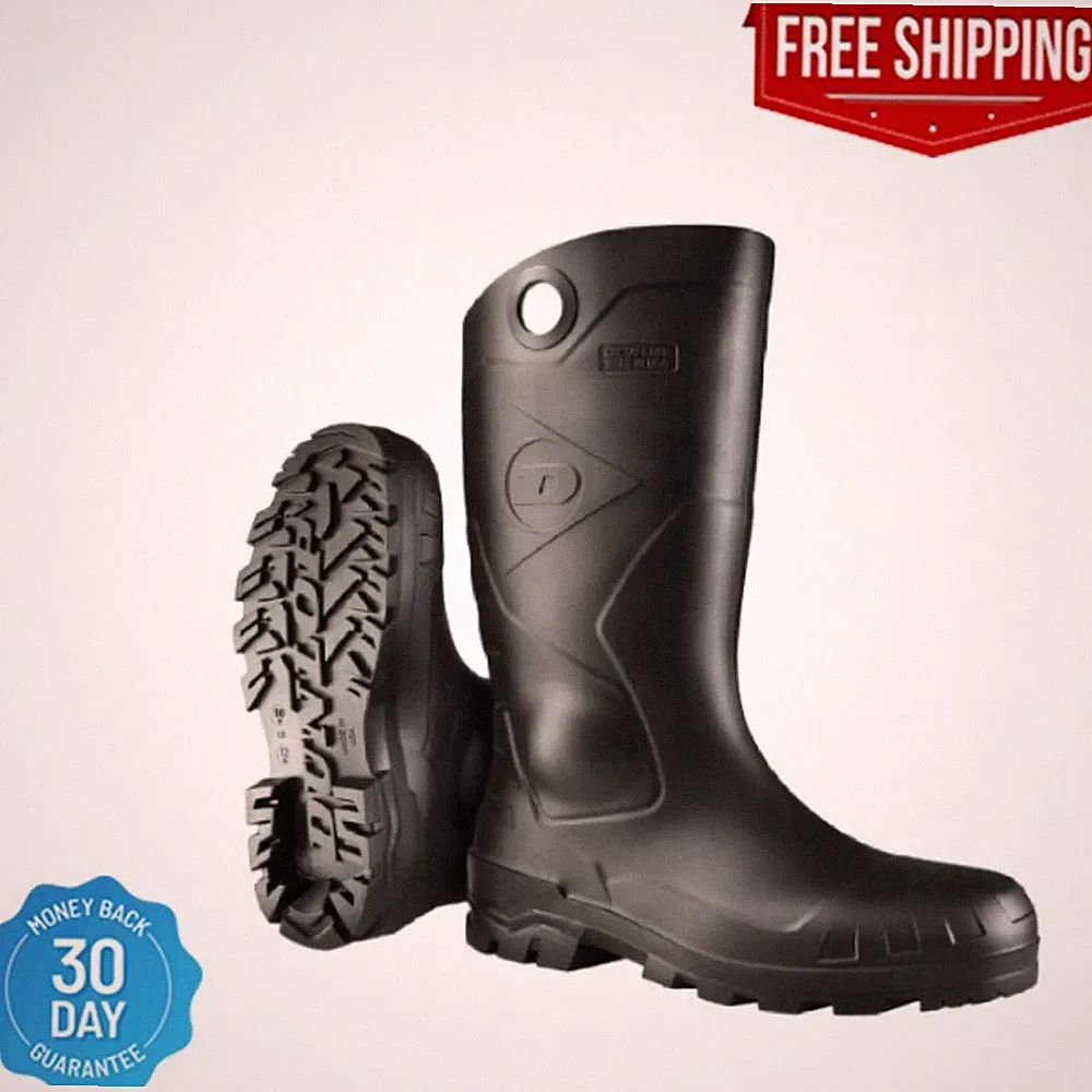Mens Rubber Boots Fishing Hunting Black Waterproof PVC Work Mud Dirt Farm Size11