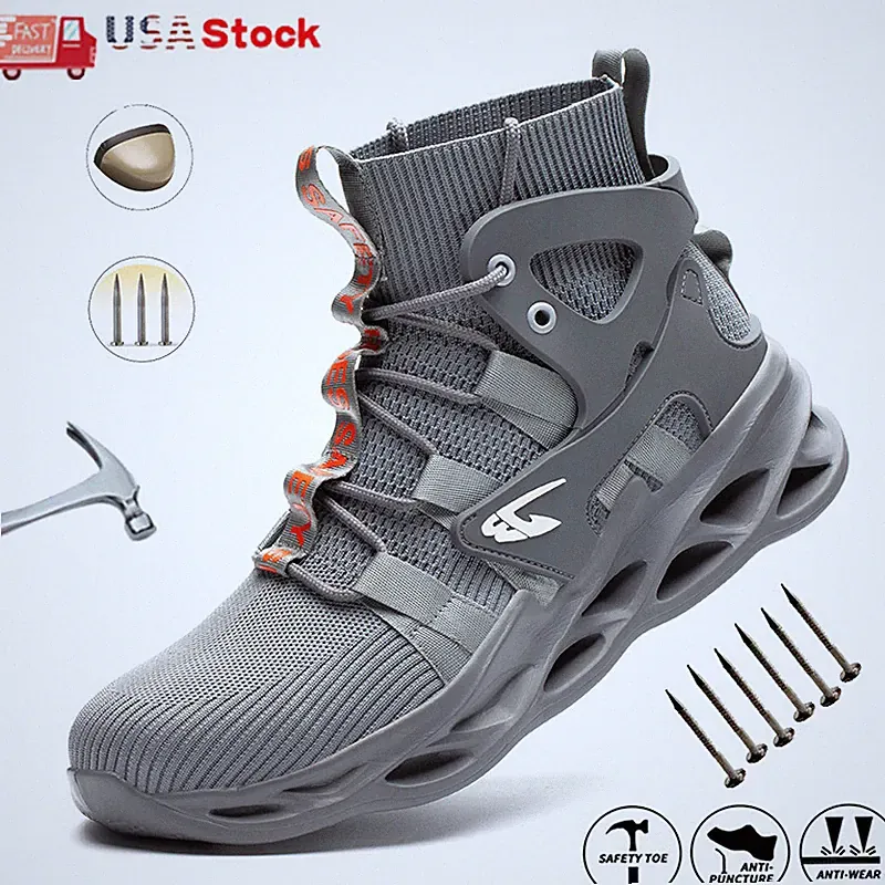 Mens Safety Steel Toe Shoes Work Boots High Top Indestructible Hiking Sneakers