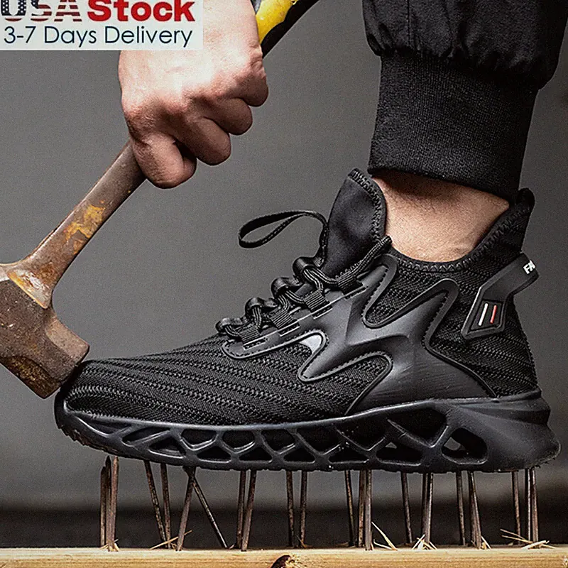 Mens' Sneakers Safety Work Shoes Steel Toe Anti-smash Boots Indestructible Shoes