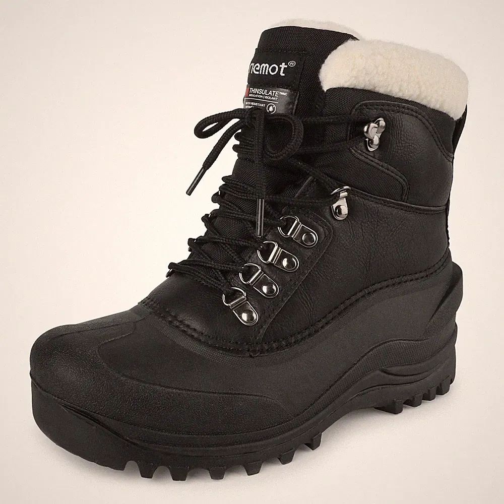 Mens Snow Boots Lace Up Outdoor Cold-proof Winter Warm Fur Insulated Ski Boots