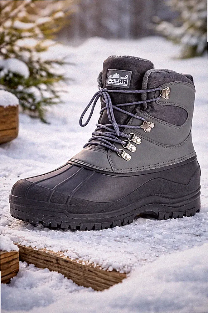 Mens Snow Boots Size 10 Grey Waterproof Hiking Winterproof Walking FREE SHIPPING