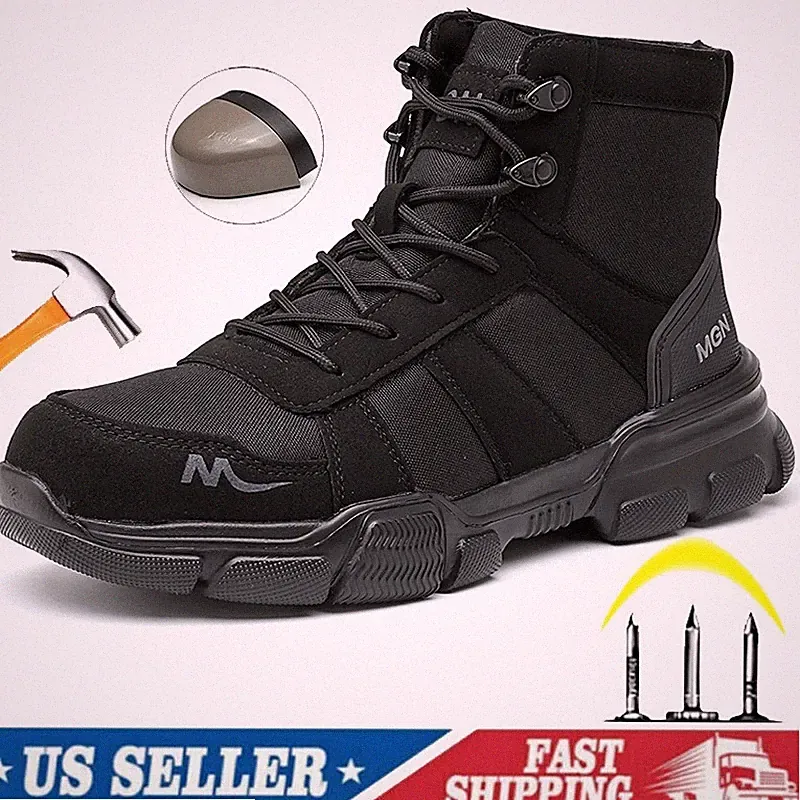 Mens Steel Toe Safety Boots Anti-Puncture Work Shoes High Top Hiking Boots8-11.5