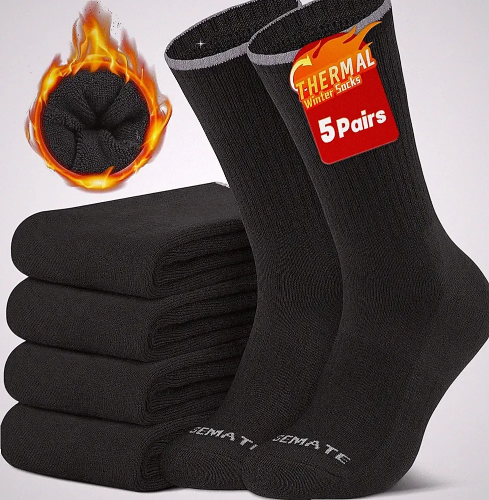 Mens Thermal Winter Crew Socks for Boots Thick and Warm for Cold Weather Work