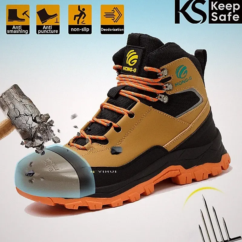Mens Waterproof Work Boots Steel Toe Safety Shoes Indestructible Non Slip Boots