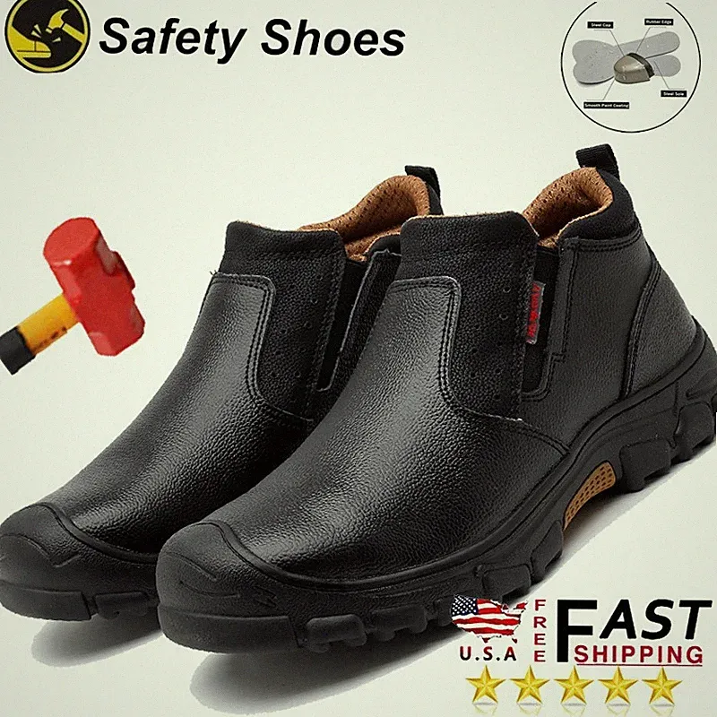 Mens Work Boots Composite Toe Safety Shoes Non-Slip Waterproof Industrial Shoes