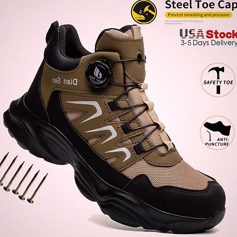 Mens Work Boots Indestructible Safety Shoes Puncture-Proof Construction Shoes