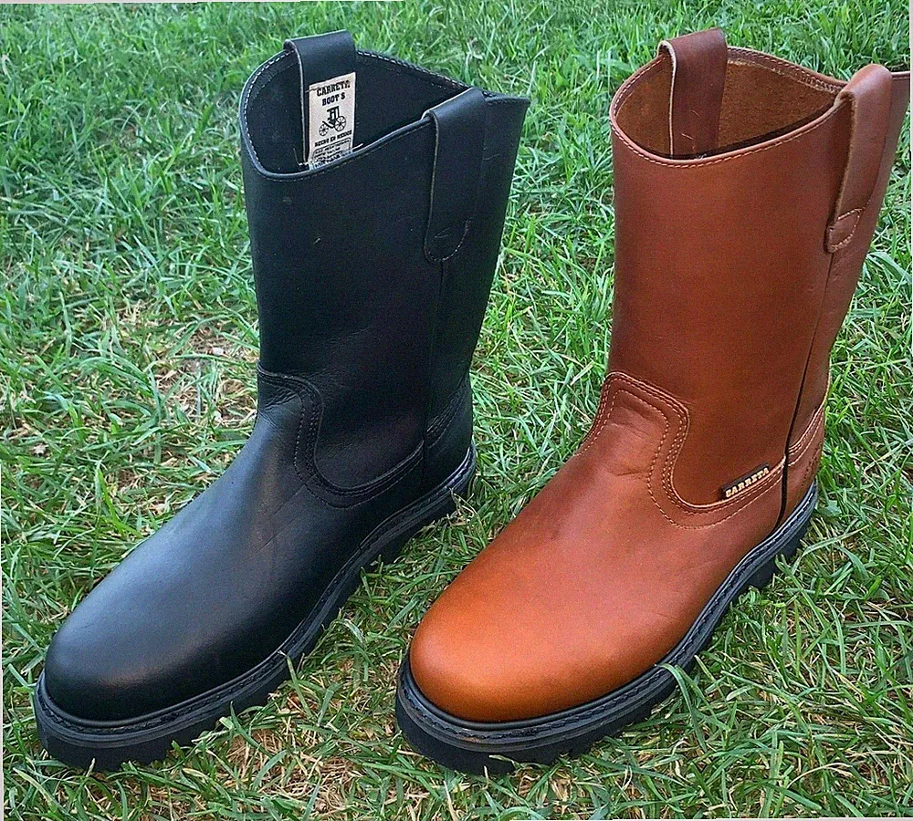Mens Work Boots Pull On Leather Brown-Black oil water resistant WATER PROOF 310