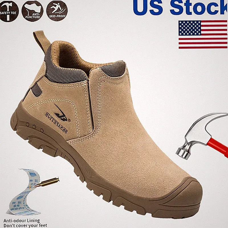 Mens Work Boots Safety Shoes Composite Toe Comfortable Anti-smash Hiking Boots