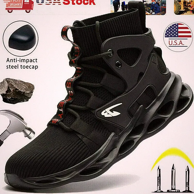 Mens Work Boots Sneaker Walking Waterproof Steel Toe Safety Shoes Hiking US