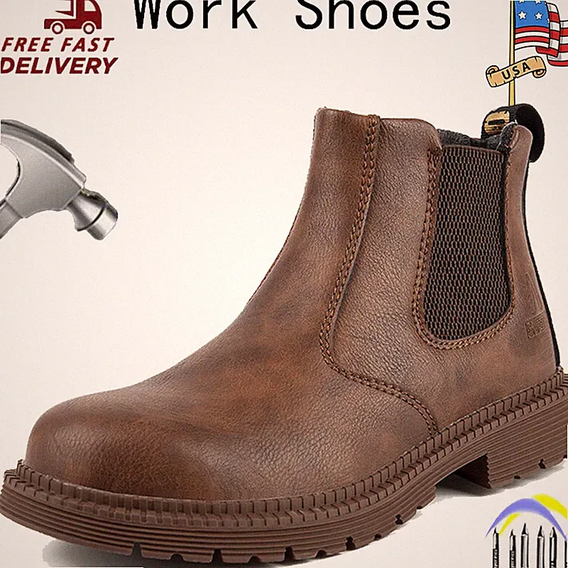 Mens Work Boots Steel Toe Waterproof Boot Anti Shock Puncture-Proof Safety Shoes