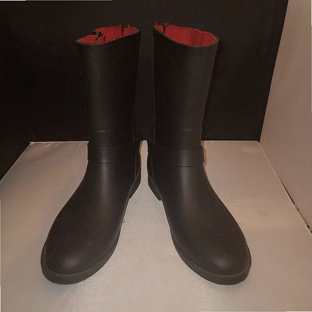 Merona rubber “motorcycle” Rain Boots With Buckles Size 9