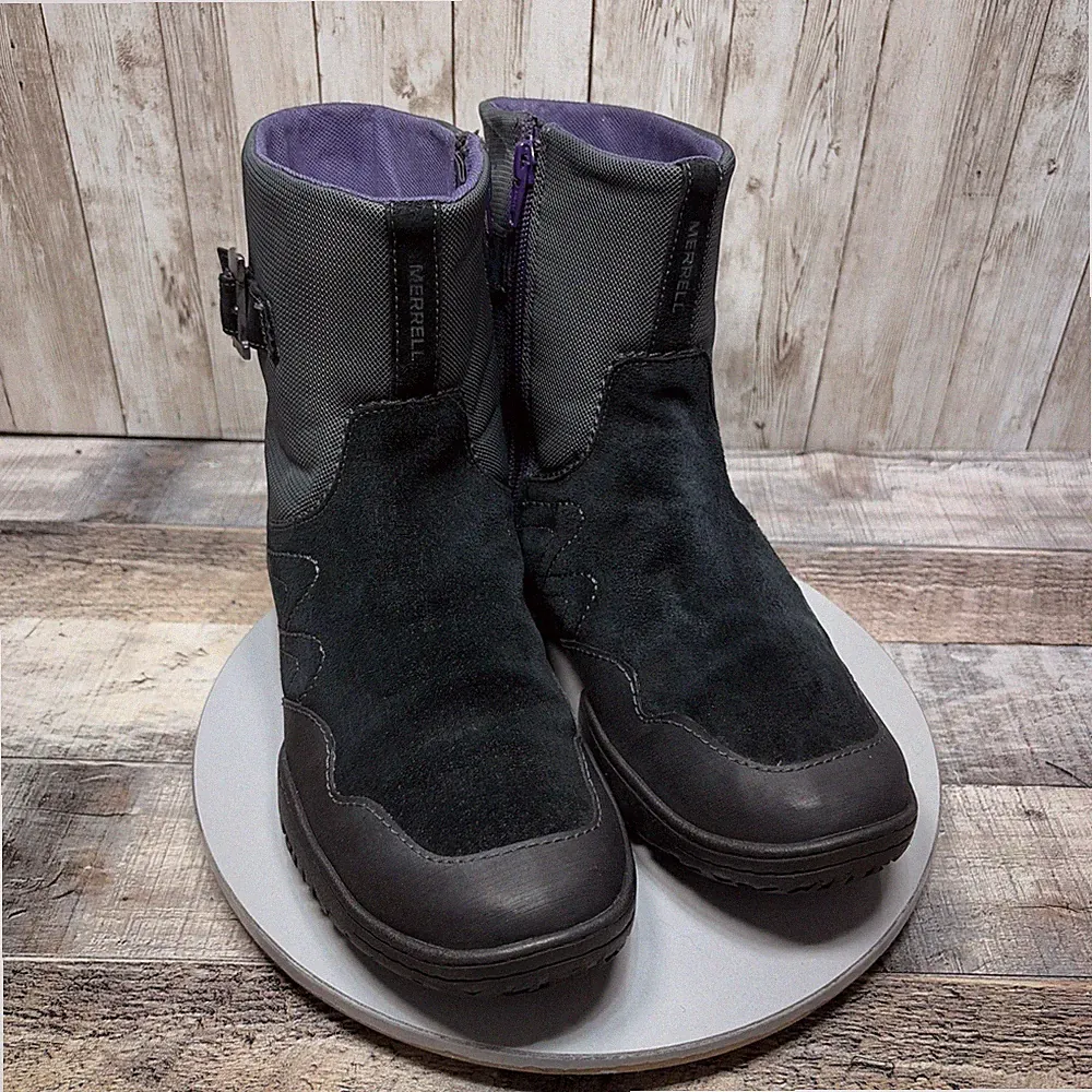 MERRELL Albany Sky Black Gray Purple Winter Boot Ankle Boots Women's Size 9
