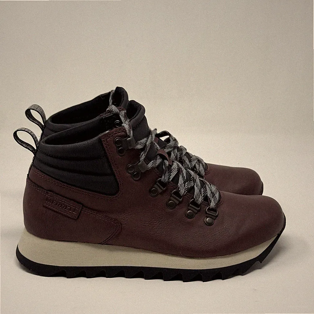 Merrell Alpine Hiker Boots Womens 9 Burgundy Vegan Leather Lace Up Hiking Shoes