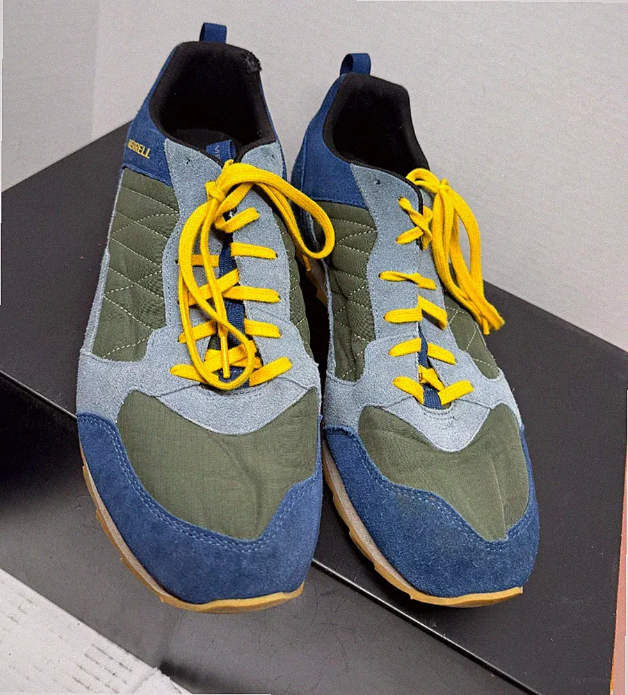 Merrell Alpine Sneaker Blue Green Suede Hiking Shoes Mens Size 15 J002491