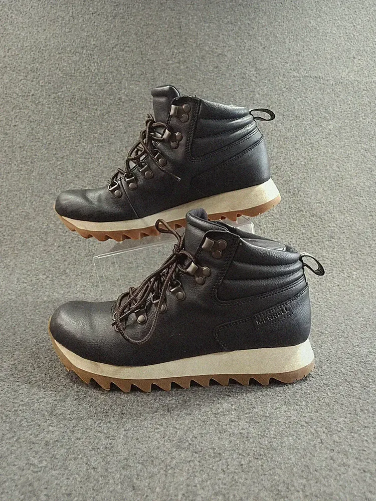 Merrell Alpine Vegan Faux Leather Black Women's Hiking Boots 7.5 Model J003594