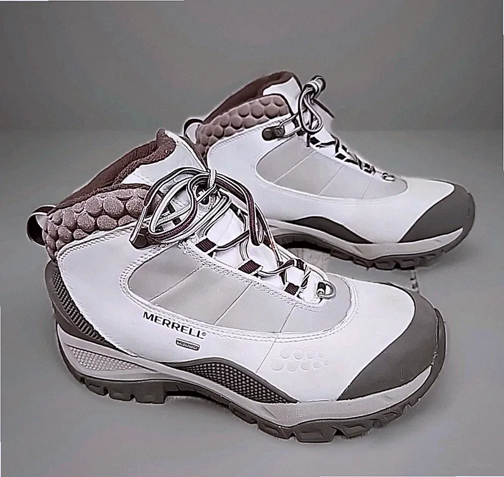 Merrell Arctic Fox 6 Women's Sz 7 Waterproof Silver Birch Hiking Boots Primaloft