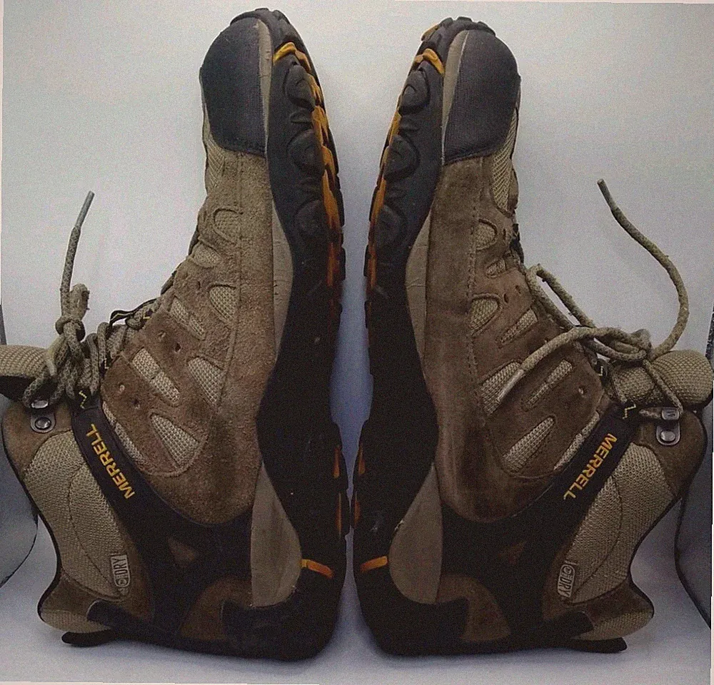 Merrell Boots Men’s Size 12 Mid Boulder Old Gold J319833C Trail Hiking Outdoor